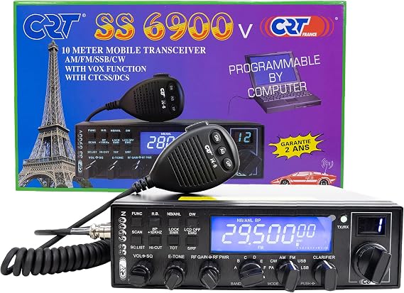 Amateur CRT SS 6900 VOX CB AM FM USB SSB CW PA 28-29.7MHz ASQ RF Gain Roger Beep 12V Programmable