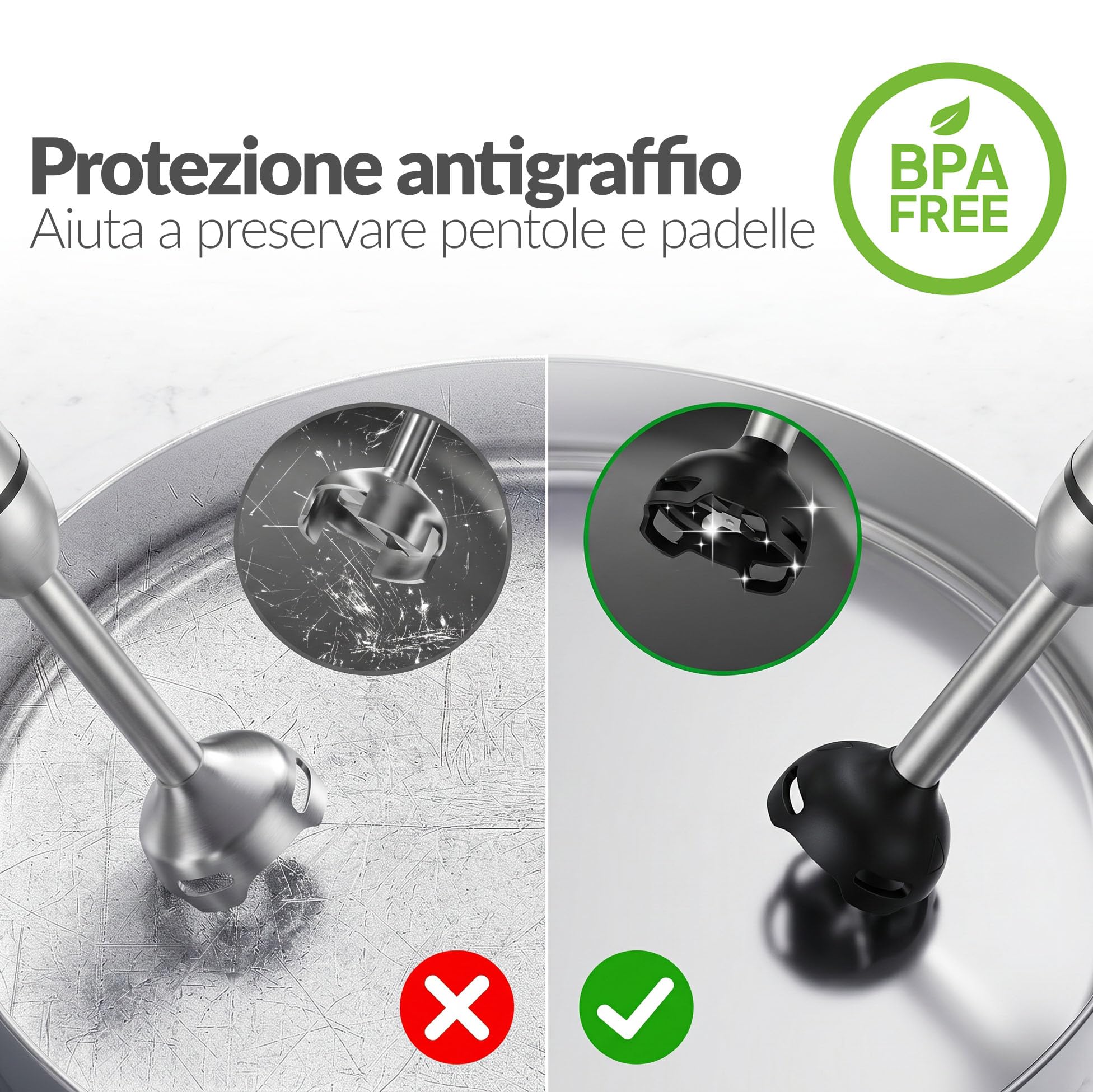 LEHMANN Set Frullatore a Immersione Multifunzione 6 in 1 con Supporto, 2000 W, 12 Velocità e Turbo, 7 Accessori, Bicchiere 800 ml e Tritatutto 600 ml, Display con Velocità visibile, senza BPA