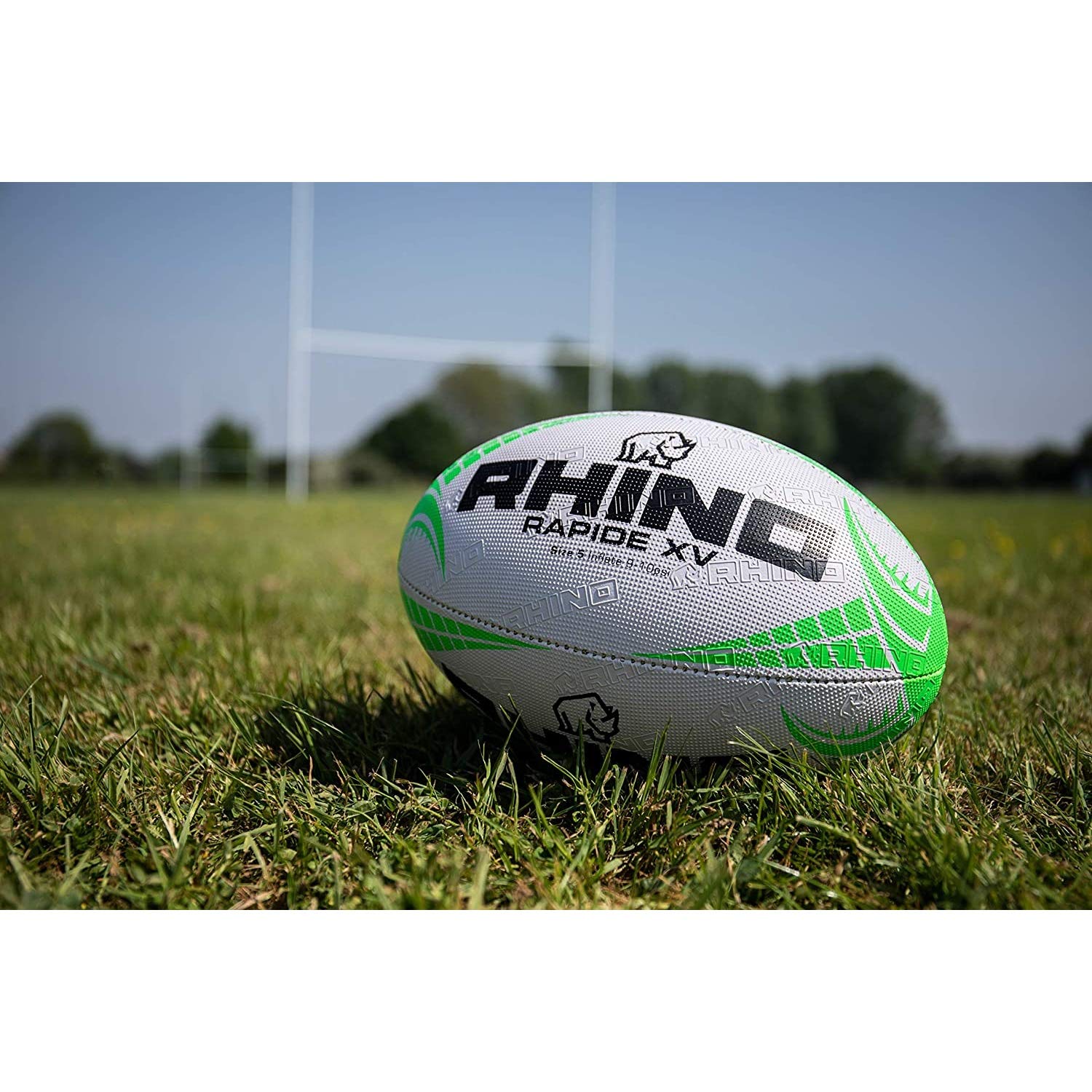 Rhino Rapide White XV, Palla da Rugby Unisex Adulto