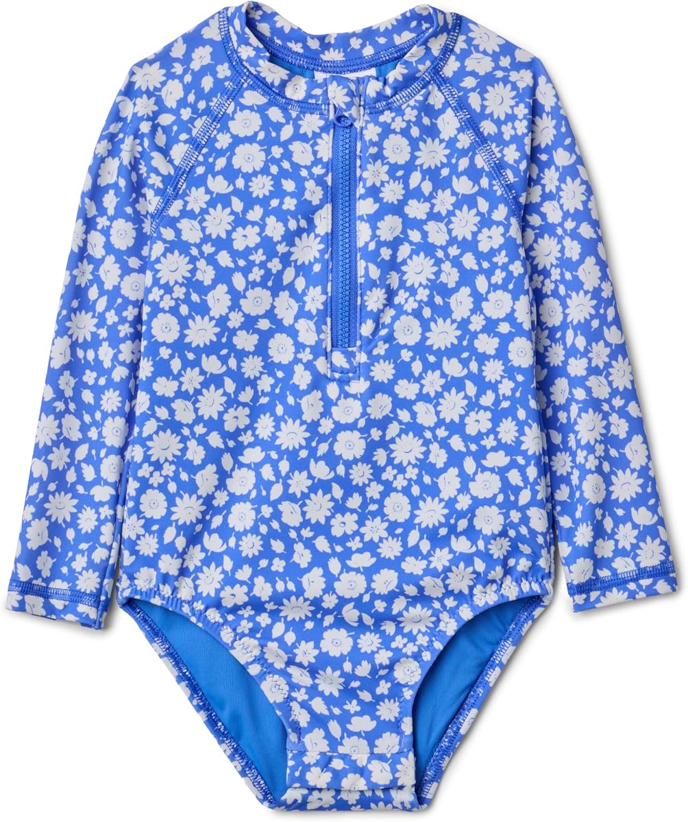 Amazon Essentials Traje de baño de una pieza con protección contra erupciones de manga larga para bebés niñas