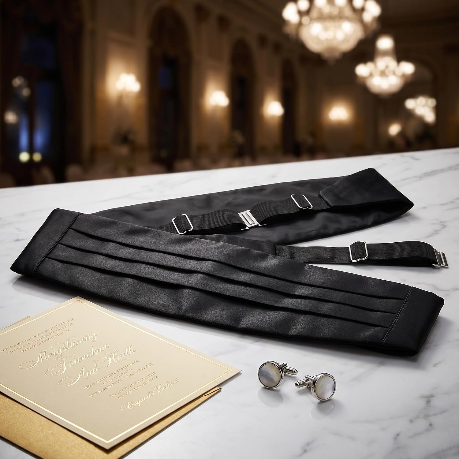 TOYANDONA Black Adjustable Cummerbund 4 Pack for Men Formal Wedding Wear