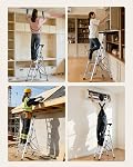 VEVOR 4 Step Ladder, Folding Step Stool with Wide Anti-Slip Pedal and Comfort Handgrip, 330 lbs Capacity Portable Aluminum Stepladder, Multi-Use for Kitchen, Home, Warehouse and Office, Silver