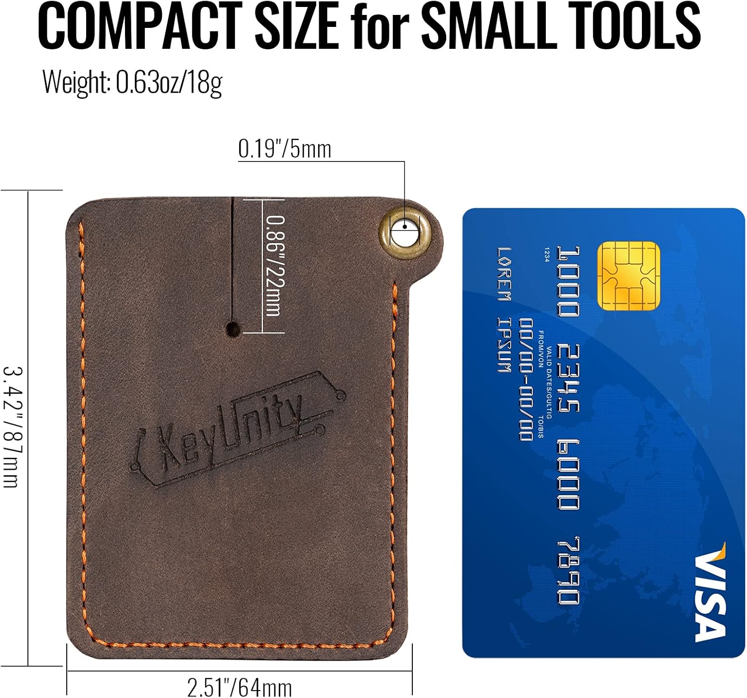 KeyUnity Leather Sheath EDC Pocket Organizer Hand Stitched Slip Pouch