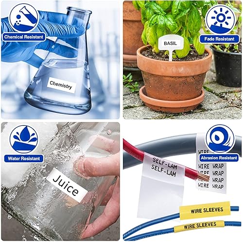 Miniatura 5 de Paquete de 8 cintas TZe TZ de 0.47 pulgadas laminadas blancas de repuesto para TZe-231 TZe231 Brother P Touch Label Maker de 0.47 pulgadas