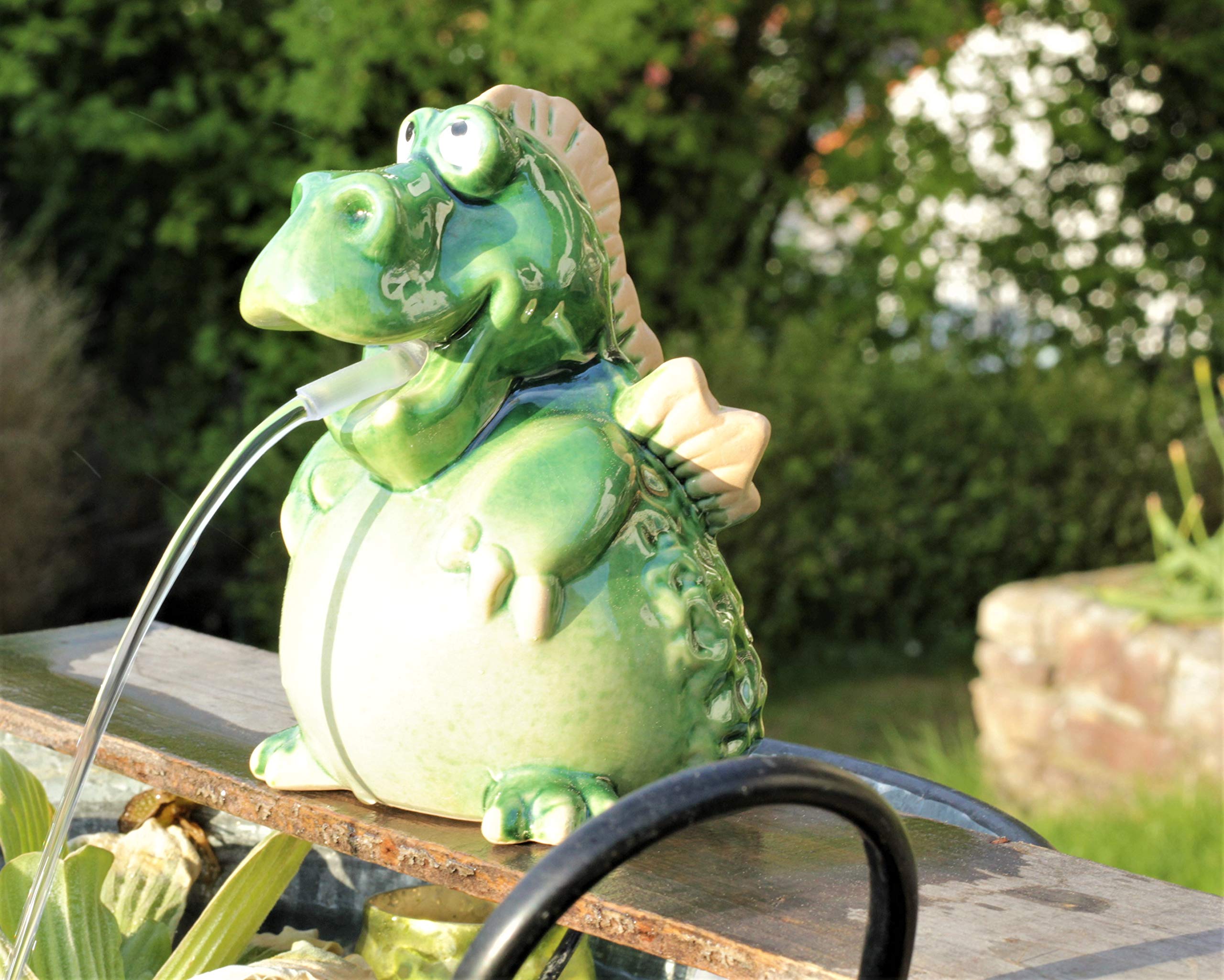 Wasserspeier Drache Keramik grün