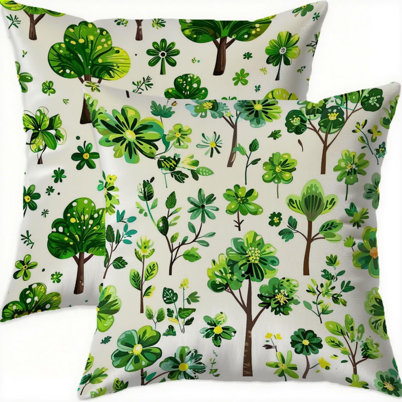 Housse de coussin 65x65 cm vert en velours imperméable lot de 2 style vintage