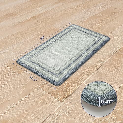 Vista 623 de KIMODE - Juego de 2 tapetes de cocina bohemios, antifatiga, antideslizantes, impermeables, ergonómicos, acolchados, cómodos, para lavandería, Caqui