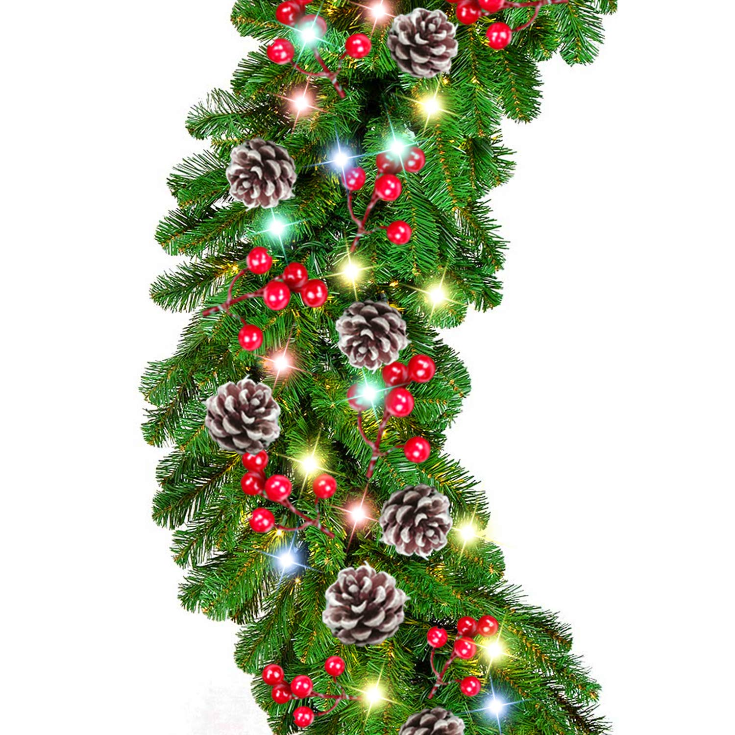 Buy 9 Foot by 10 Inch Christmas Garland 50 LED Lights, Battery
