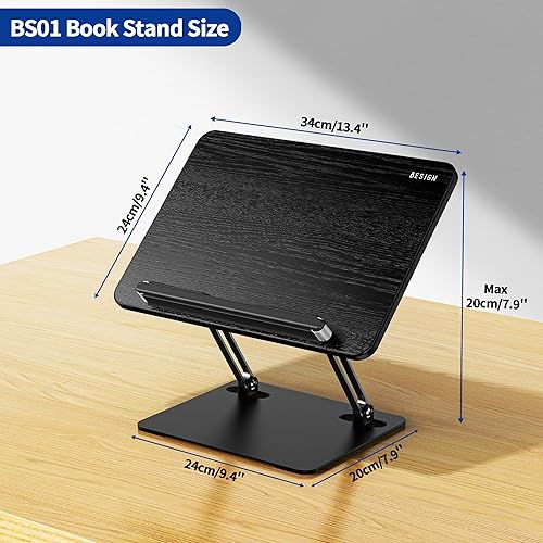 Miniatura 3 de BESIGN BS01 - Soporte de libro para lectura, soporte ajustable para libros, soporte ergonómico para laptop con clips elásticos para páginas para