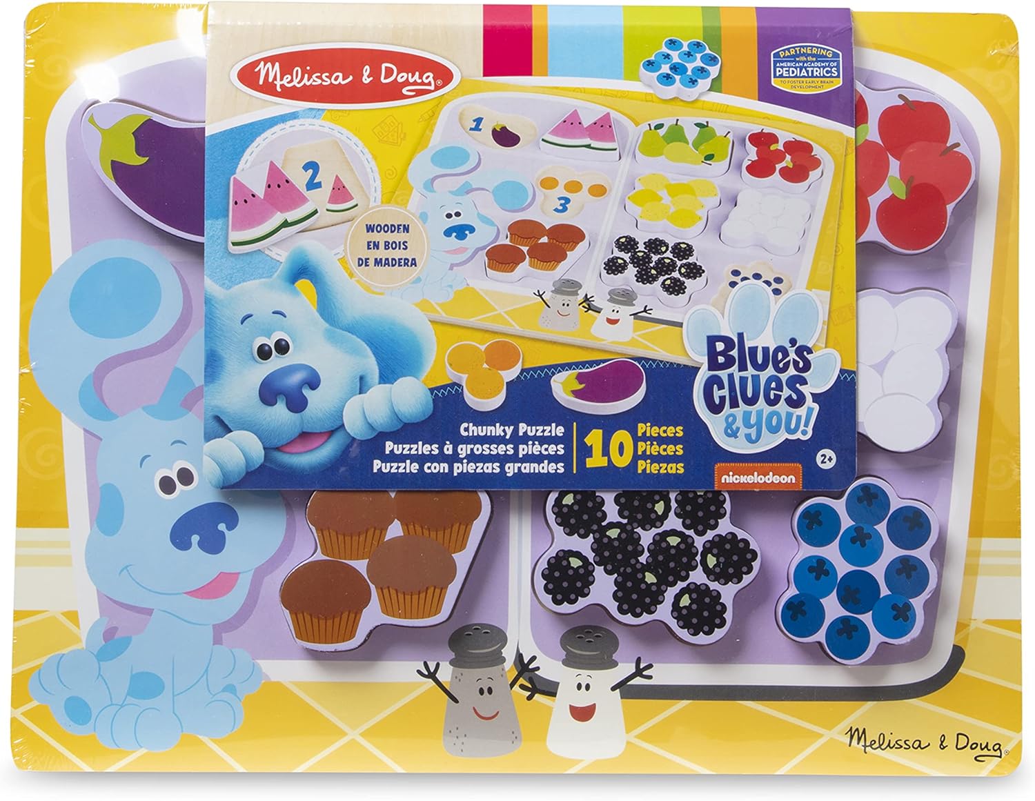 Melissa & Doug Blue's Clues & You! Wooden Chunky Puzzle - Fridge Food (10 Pieces)
