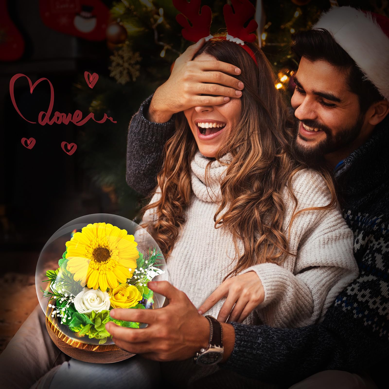 Touloube Sonnenblume Geschenke für Frauen Frau zum Muttertag, Ewige Infinity Blumen im Glas, Sonnenschein Geburtstagsgeschenk für Frauen Freundin Mama Oma, Geschenk Frau Freundinnen Geburtstag