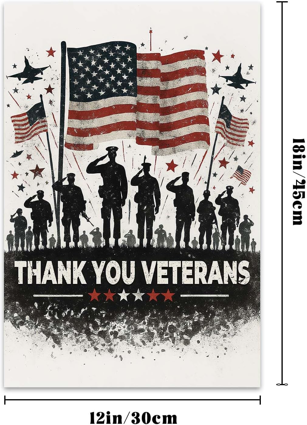Thank You Veterans Garden Flag 12x18 Inch Double Sided Veterans Day Patriotic Flag Decorations Polyester Decorative Indoor Outdoor Yard Holiday - Image 2