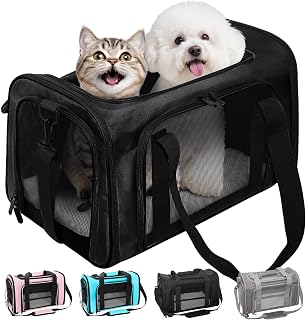 Soft-Sided Cat Carrier 20x13x13 in Expandable Travel Pet Bag 22LBS