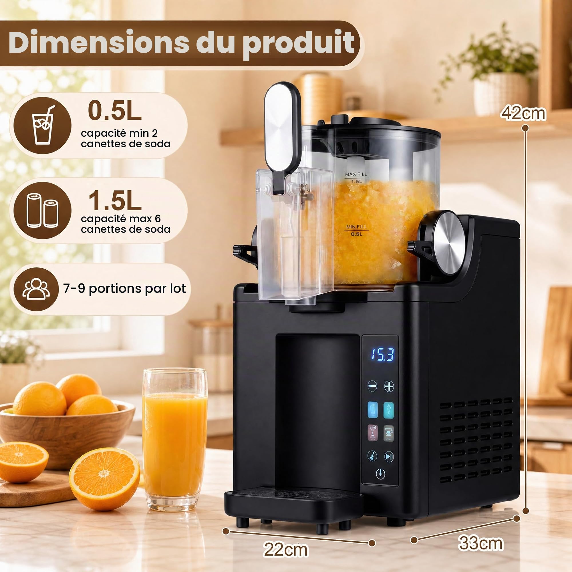LIFEZEAL Machine à Glace 1,5L, Machine à Granités avec 4 Programmes