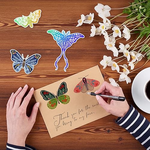 Miniatura 5 de GLOBLELAND Sellos transparentes con diseño de mariposa y polilla y flores, fondo de sentimiento de mariposa, sello transparente de silicona, sellos