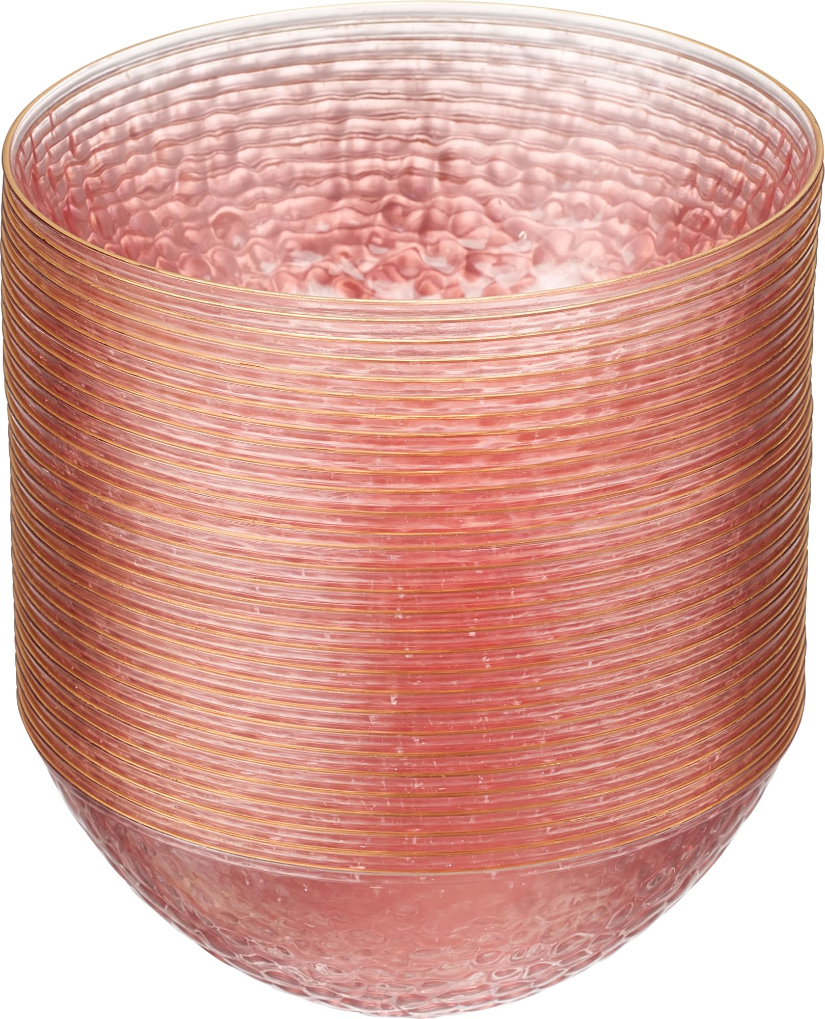 PLASTICPRO 30 Pack Hammered Plastic Plates Heavyweight Disposable Plastic Plates Elegant Clear Hammered Rim Platsic Party Dishes (Hamered Clear With Gold Rim, 7'' INCH PLATES) — view 46