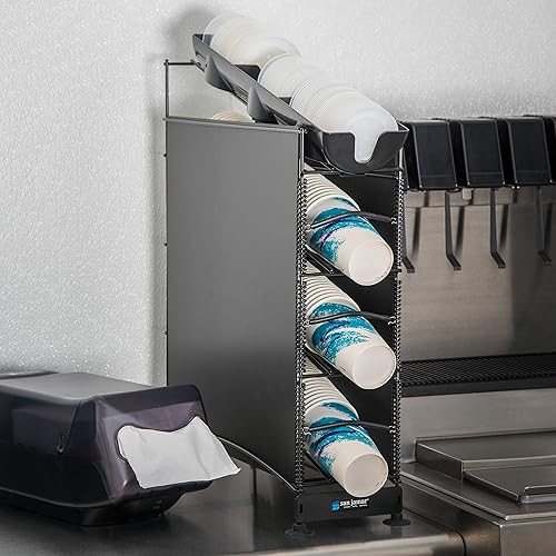 Miniatura 13 de San Jamar Wirewors Dispensador de tazas y tapas, 3 dispensadores de tazas y 1 organizador de tapa con paneles laterales para cocinas, restaurantes y