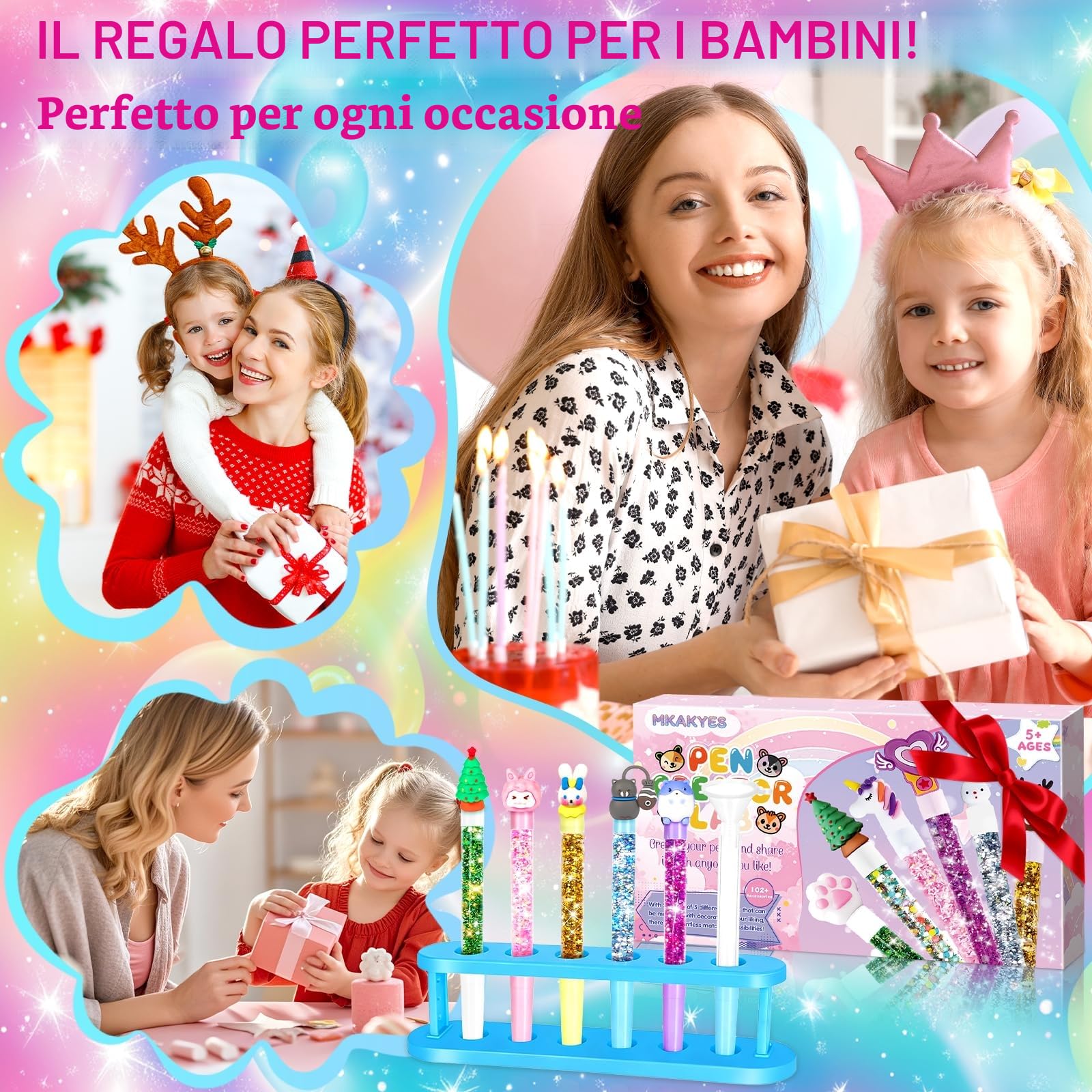 Laboratorio Delle Penne, Kit Creativo per Creare Penne con 82 Accessori, Lavoretti Creativi per Bambini, Set di Penne Creare Fai da te, Idee Regalo per Ragazzi e Ragazze 5-12 Anni