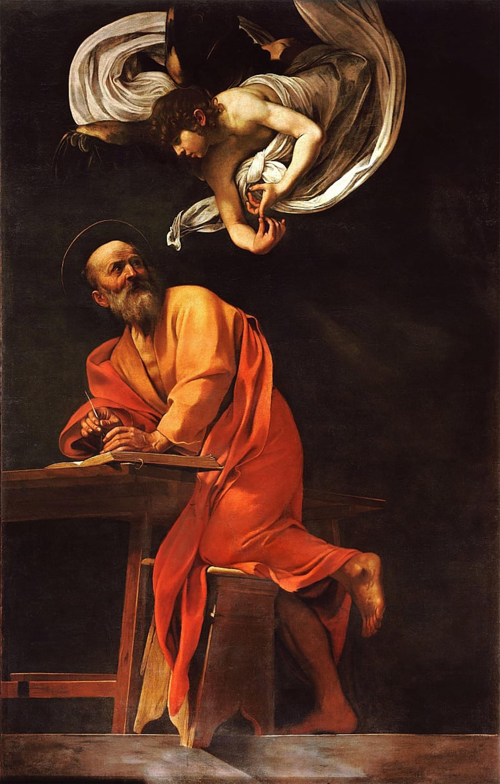 ARTXLXXBN Famous Prints Artwork Pictures Poster Painting Art the Inspiration of Saint Matthew by Merisi Caravaggio Artwork Landscape Pictures for Home Decor 60x90cm