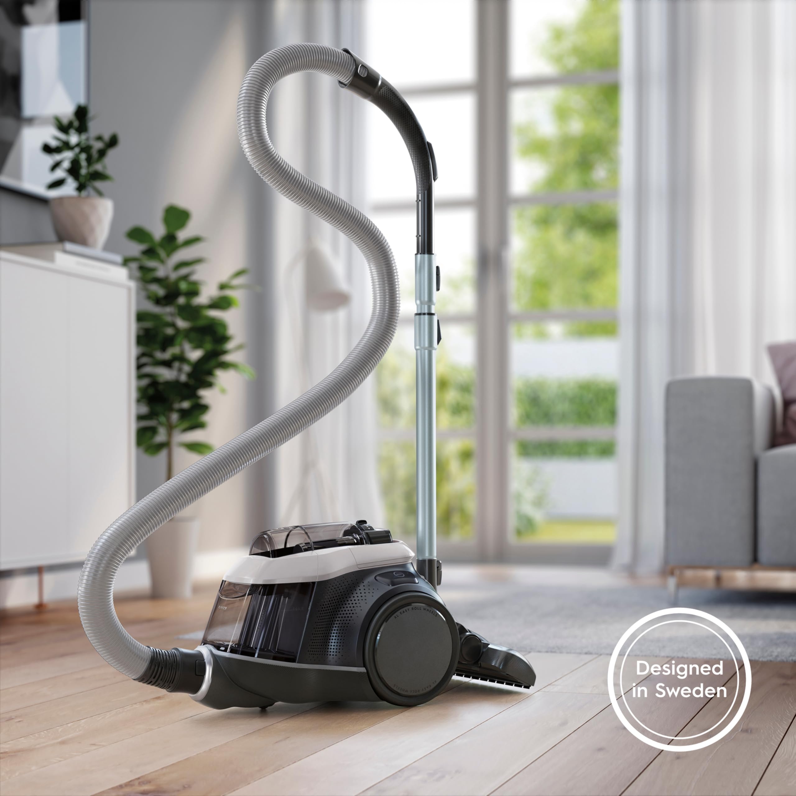 Electrolux Pure C9, Aspirateur Traineau sans Sac, Aspiration Puissante, 7 étapes de Filtration, Poignée Flexible avec Variateur de Flux d'air, Accessoires 3 en 1 Clipsés sur Poignée, PC91-4MG, Gris