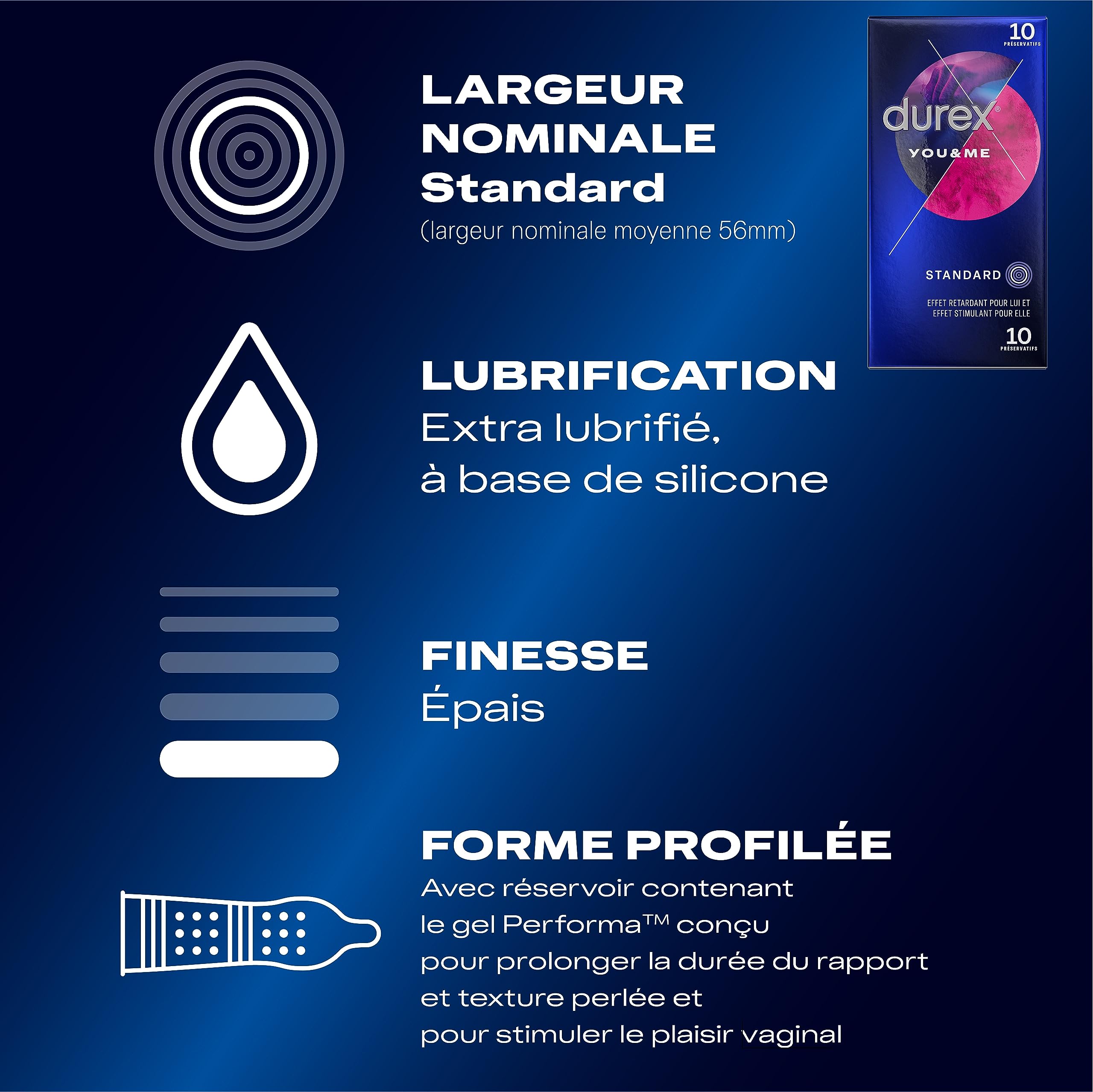 DUREX - Lot de 2 Boîtes de Préservatifs - You & Me x10 - Orgasm'Intense x10