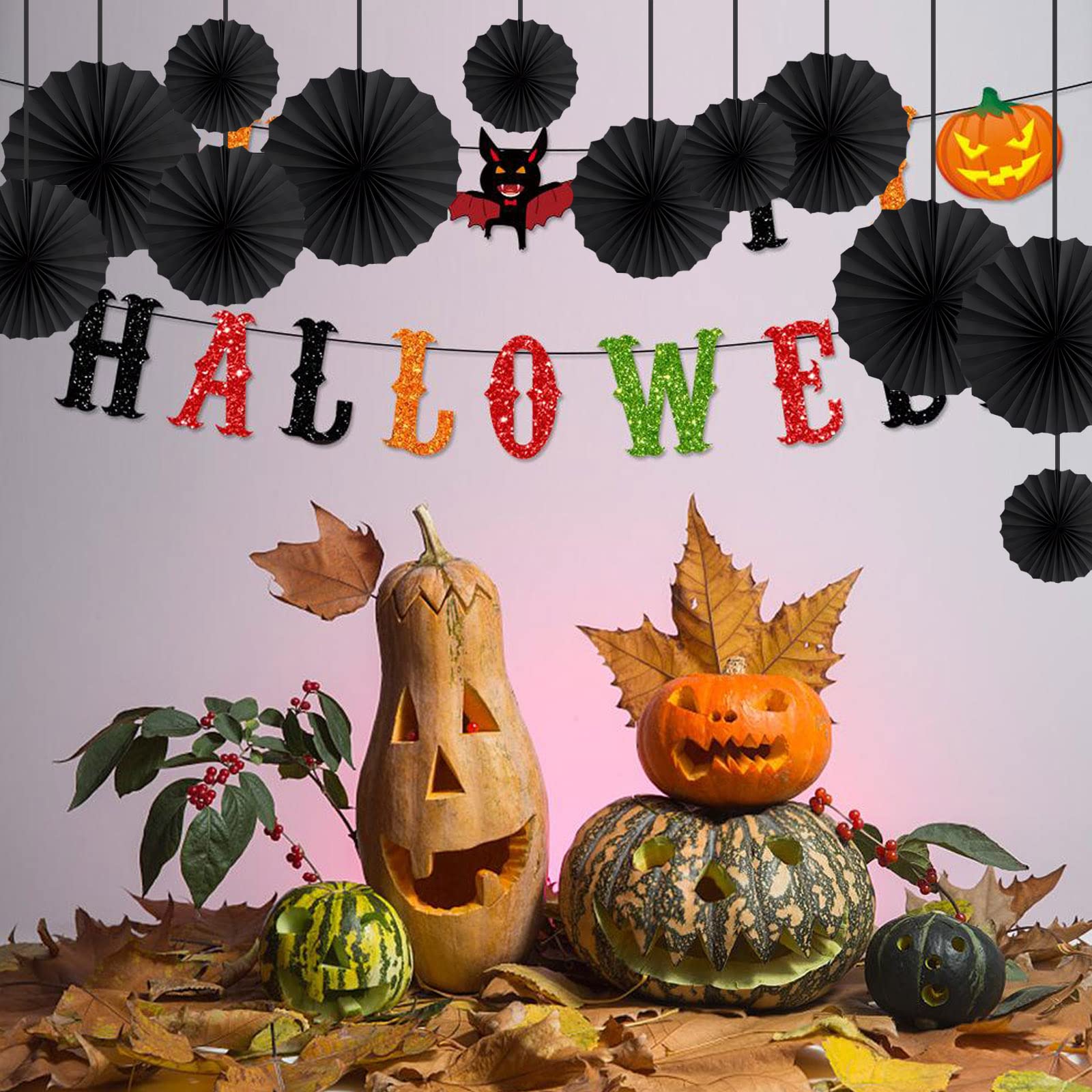 HQZ Czarne wiszące wachlarze papierowe, zestaw DIY, 12 szt. zestaw papierowych wachlarzy, wiszące wiatraczki, wachlarz, DIY, papierowe rękodzieło, na ślub, urodziny, Boże Narodzenie, przyjęcie