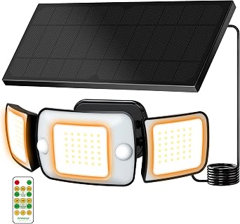 intelamp Solar Flood Lights Outdoor 1500LM Dual Motion Sensor Split Design | 6000mAh Battery Dusk to Dawn Security Light with Remote & 9.8FT Cable, White Solar Lighting for Yard Garden, House & Driveway