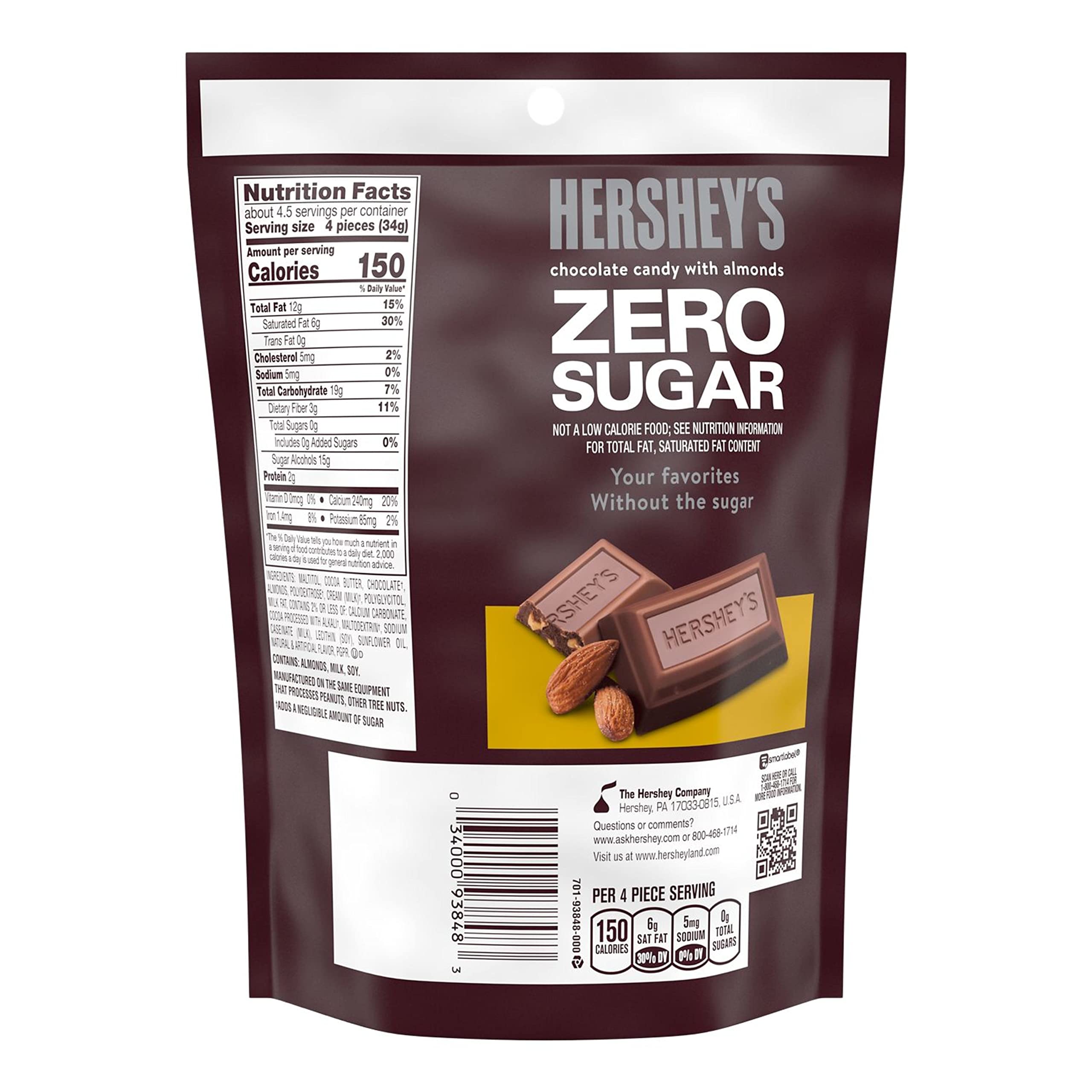Buy HERSHEY'S Zero Sugar Chocolate with Almonds Candy Bars