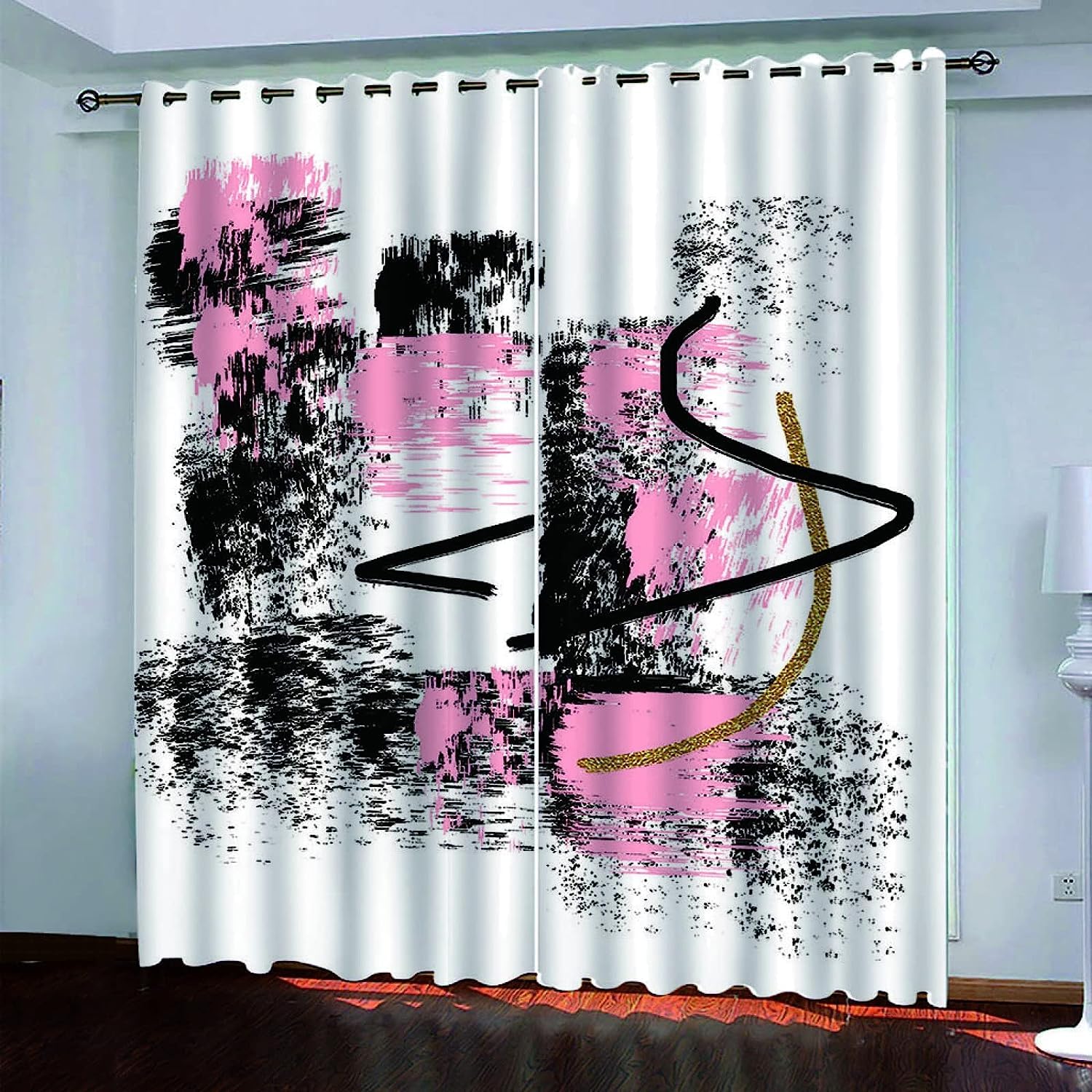 Rideau isolant et phonique occultant imprimé rayures 3D graffiti