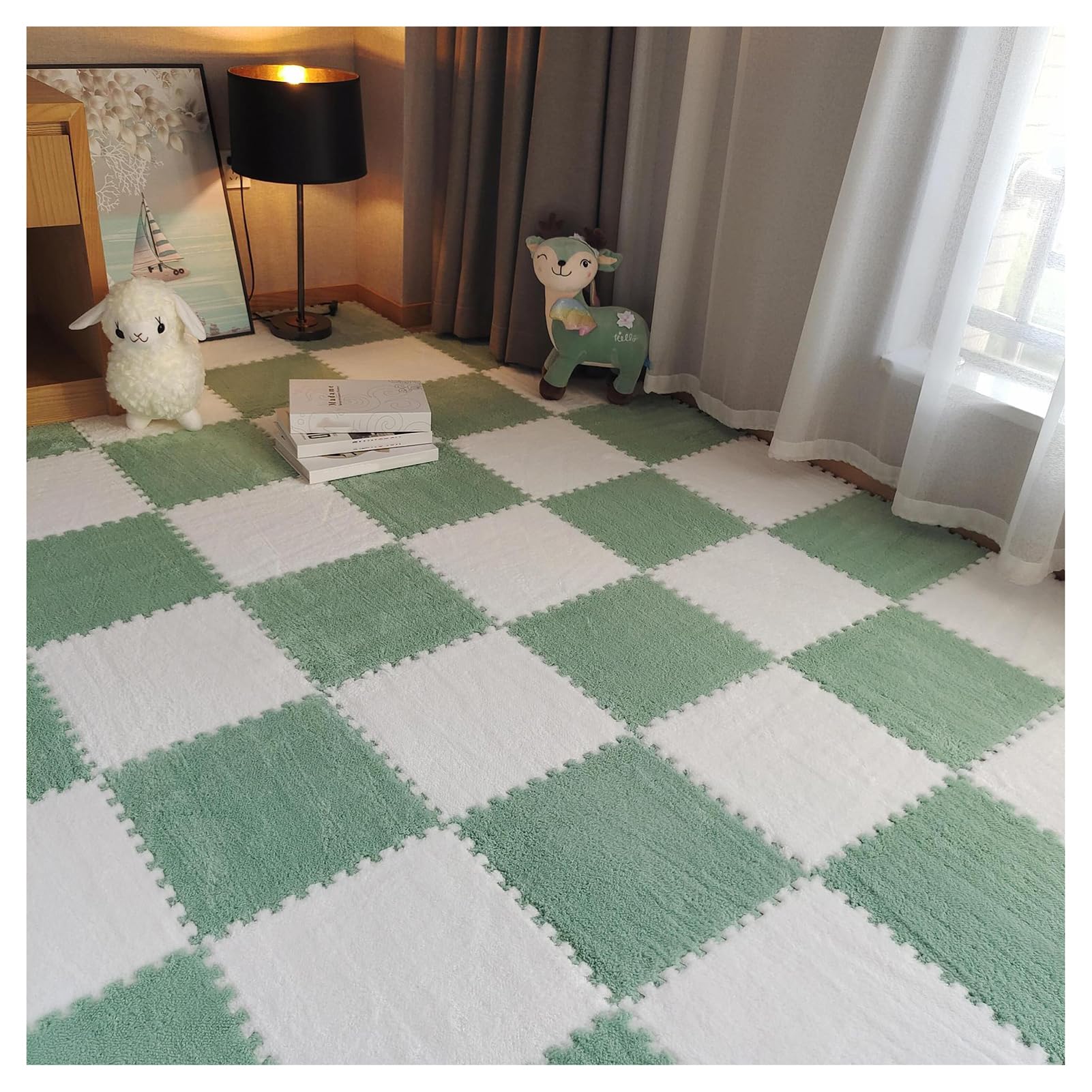 Palymaten 10 Stück ineinandergreifende Schaumstoffmatte, 30 x 30 x 1 cm, quadratische Schaumstoff-Puzzle-Spielmatte, DIY-Spleißteppichfliesen, sensorische Matte for Schlafzimmer, Spielzimmer(Light Gre