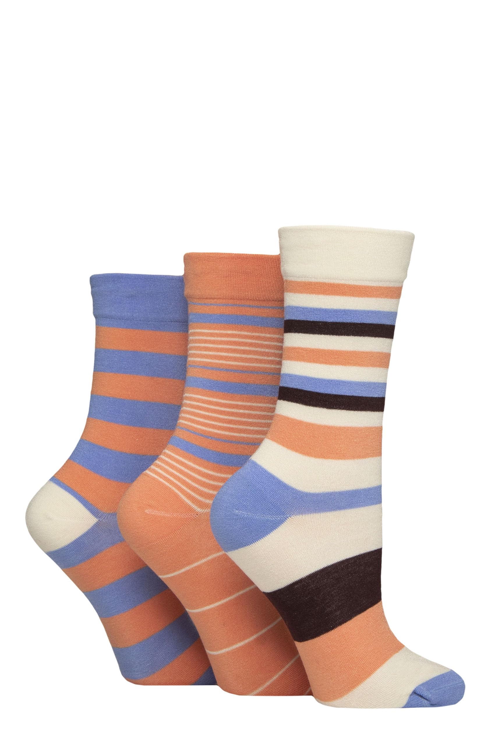 SockShop Ladies Gentle Bamboo Socks with Smooth Toe Seams in Plain and Striped Designs Pack of 3 (UK, Numeric, 4, 8, Regular, Regular, Crisp Winter)
