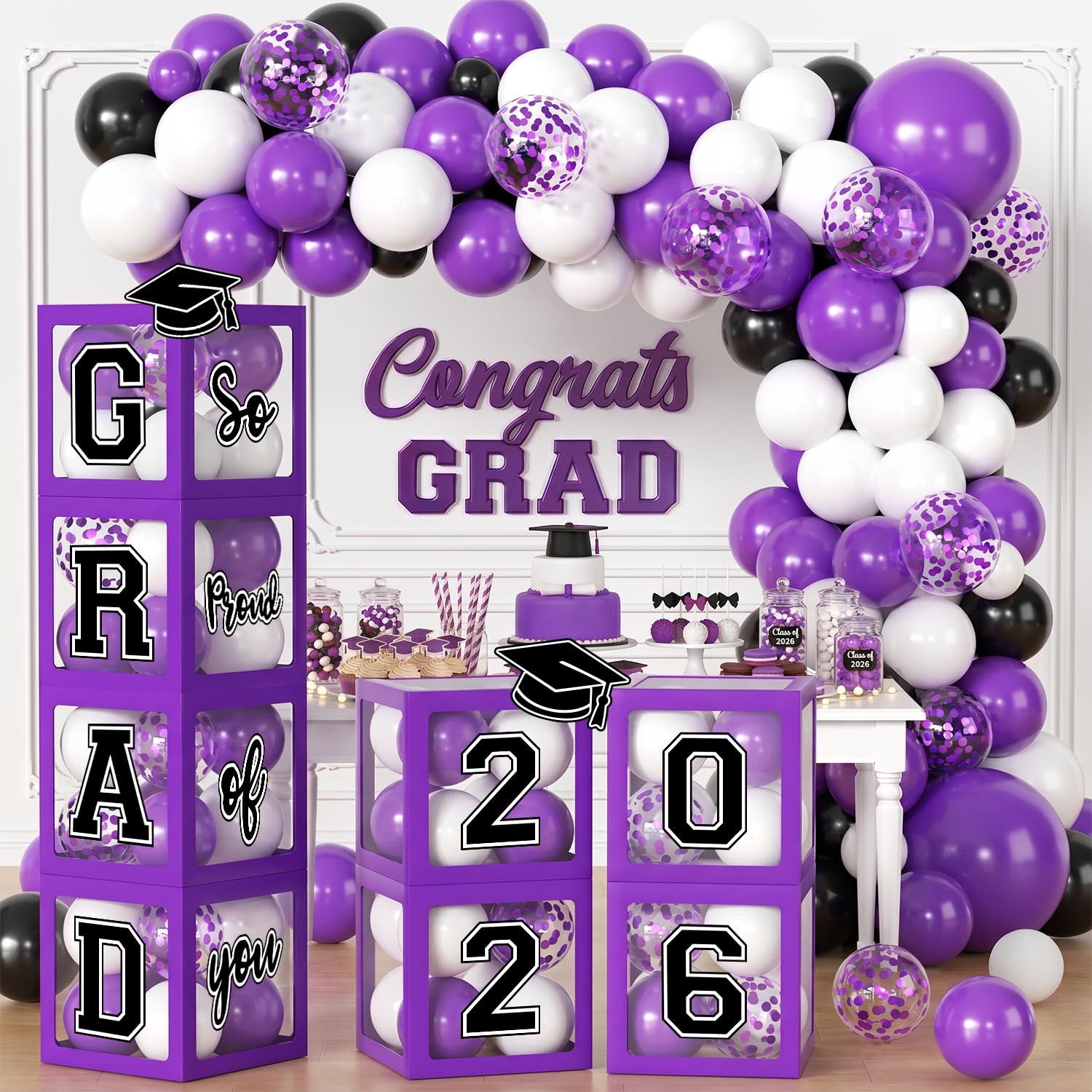 Photo 1 of 2026 Graduation Decorations, Purple Graduation Decorations 2026 Arch Kit Boxes With Letters 2026 Grad for Middle School High School College ect.