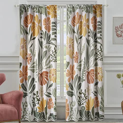 RoomTalks Cute Floral Blackout Window Curtains for Bedroom Living Room