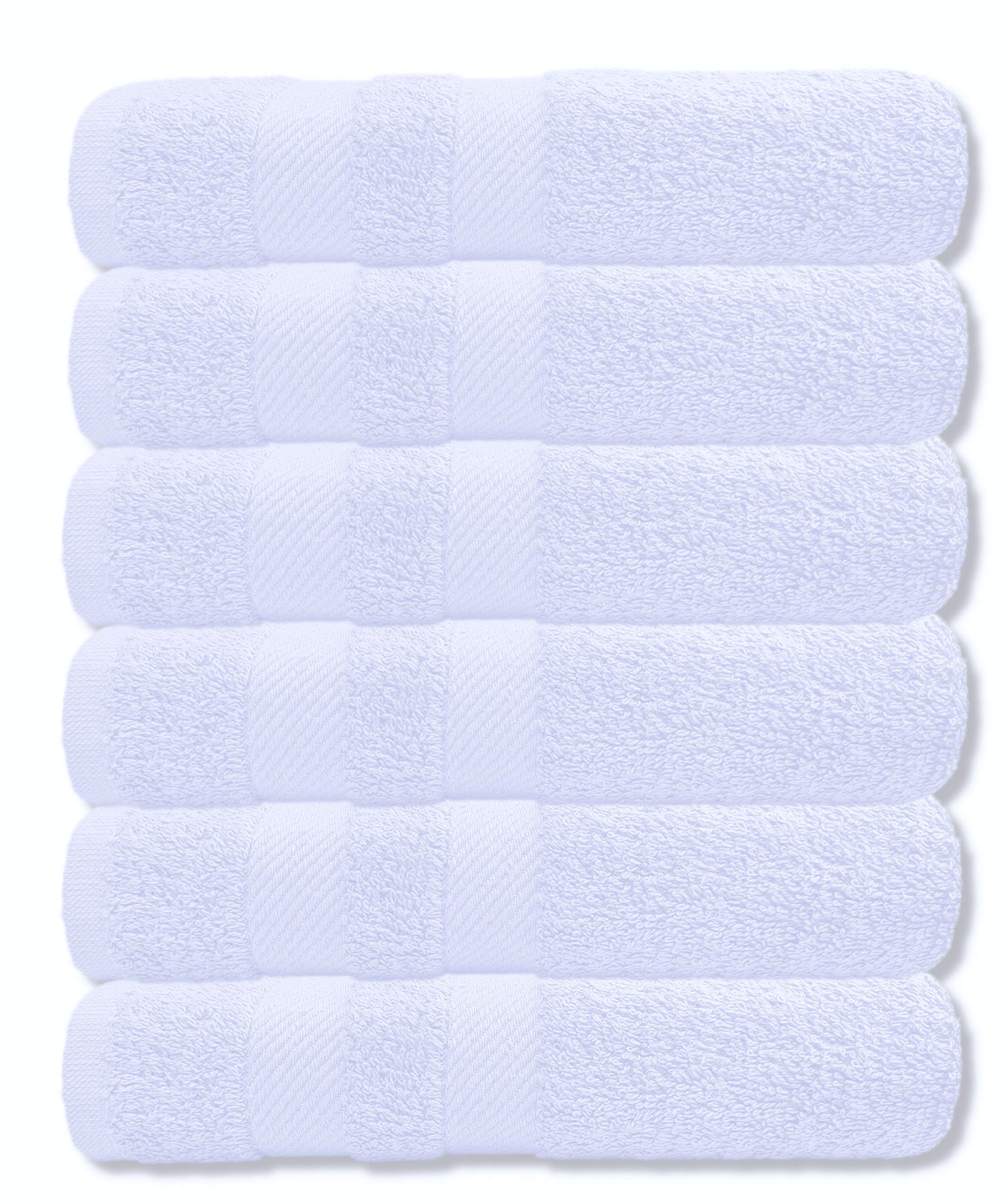 A & B TRADERS Cotton Hand Towels 600 GSM Soft Thick Easycare Multipurpose Daily Use bathroom Gym Spa Salon Sports Towels (White, 6)