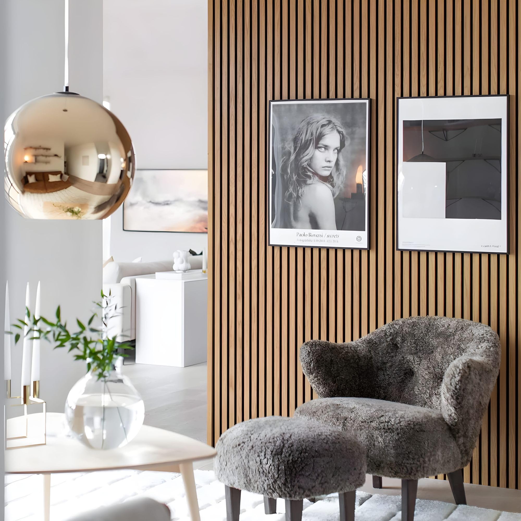 HEXIM Akustikpaneele 2 Stück 278x60cm Holz Comfort - flexible Holzpaneele Platten Lamellenwand flexibel MDF Wandpaneele TV Wandverkleidung Holzwand Deko schwarz (3.34m² Black Edition)