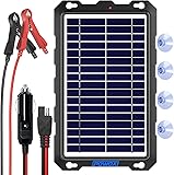 POWOXI Upgraded 7.5W-Solar-Battery-Trickle-Charger-Maintainer-12V Portable Waterproof Solar Panel Trickle Charging Kit for Car, Automotive, Motorcycle, Boat, Marine, RV,Trailer, Snowmobile, etc. Solar Powered Battery Chargers 7.5w-B