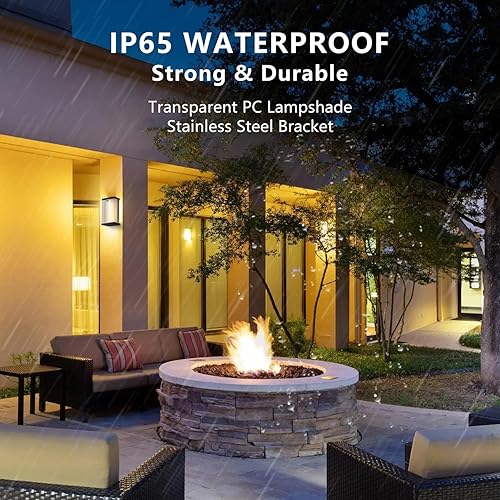 Miniatura 3 de Luces solares impermeables para exteriores, luces de porche, iluminación montada en pared para patio, puerta delantera, entrada, color negro.