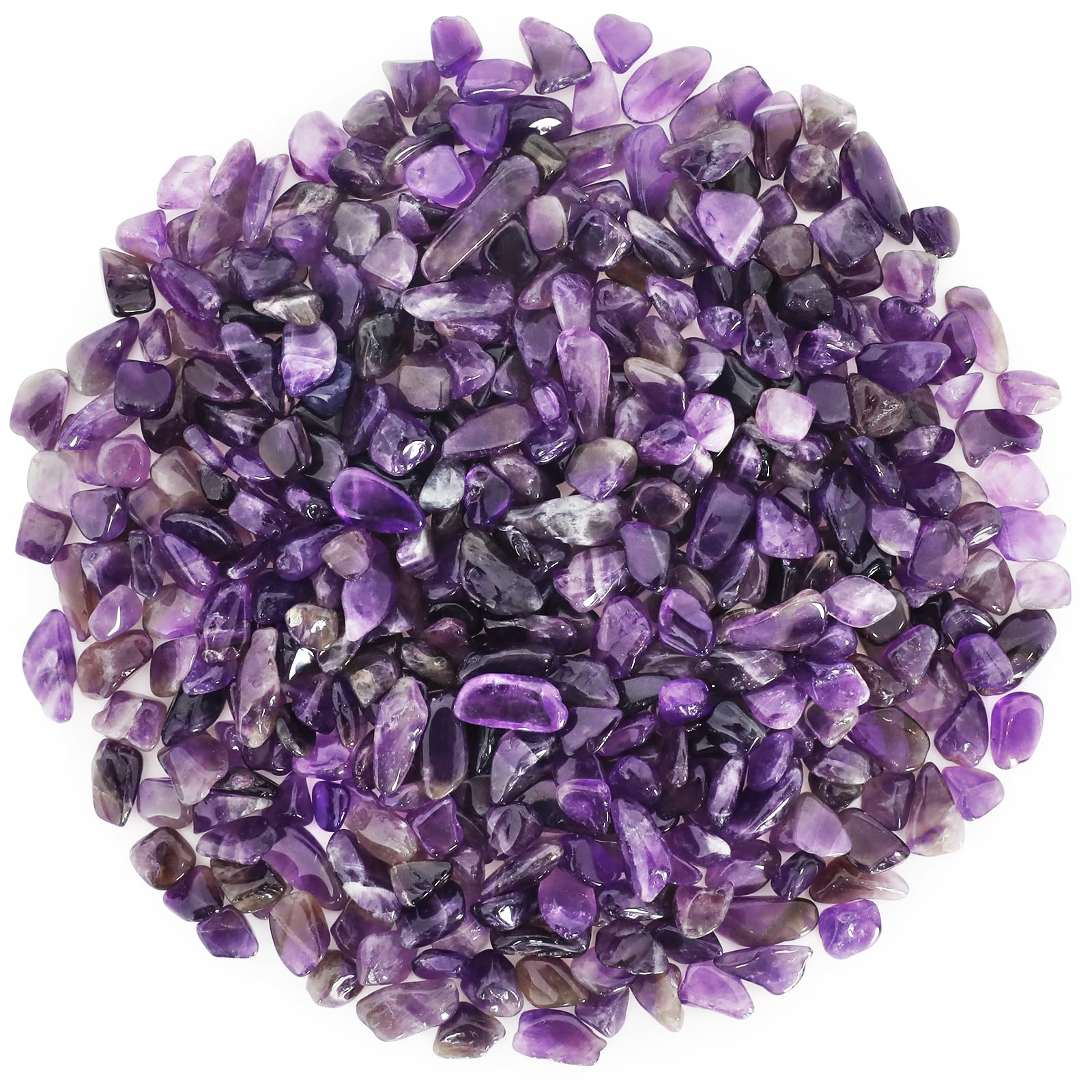 Photo 1 of 1.1lb Natural Crushed Amethyst Crystal Tumbled Chips-Healing Crystals Chips Bulk, Crushed Crystal Gemstones for Crafts, Beautiful Package for Gift (Amethyst)