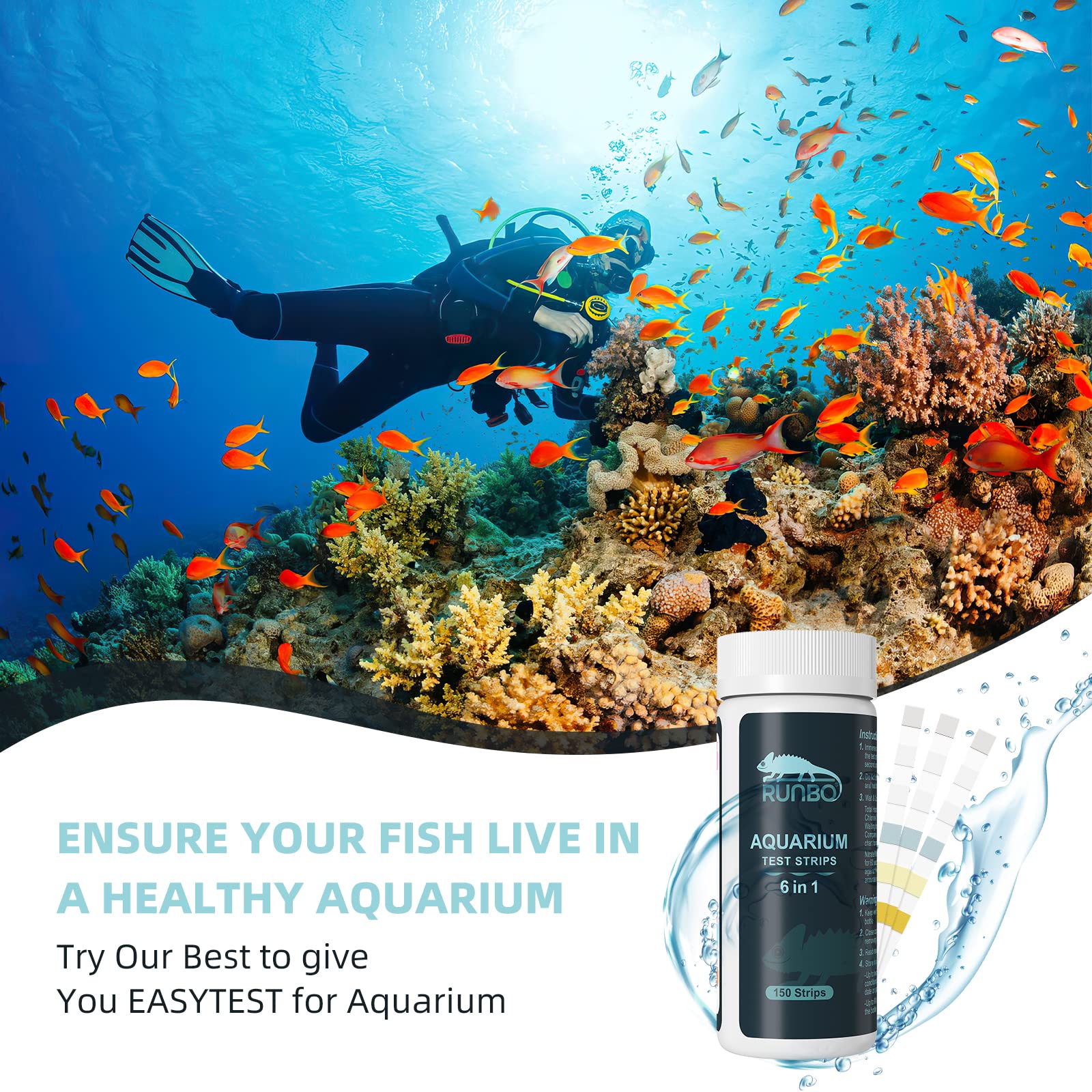 Runbo Aquarium 6 In 1 RB-6IN1AQU Paski Testowe, 150 Sztuk