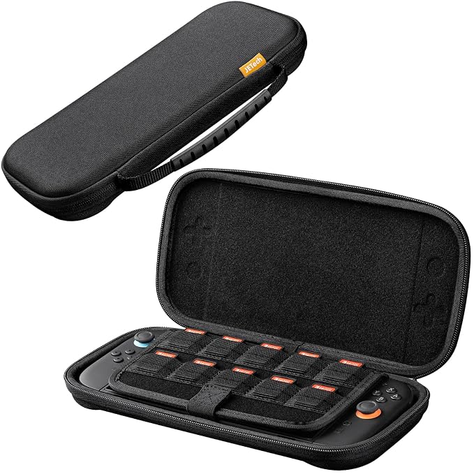 JETech Slim Carrying Cover Case for Nintendo Switch 2 (2025) 7.9 Inch, Hard Shell Portable Travel Bag with 10 Game Card Slots, Lightweight Anti-Scratch Protection (Black)