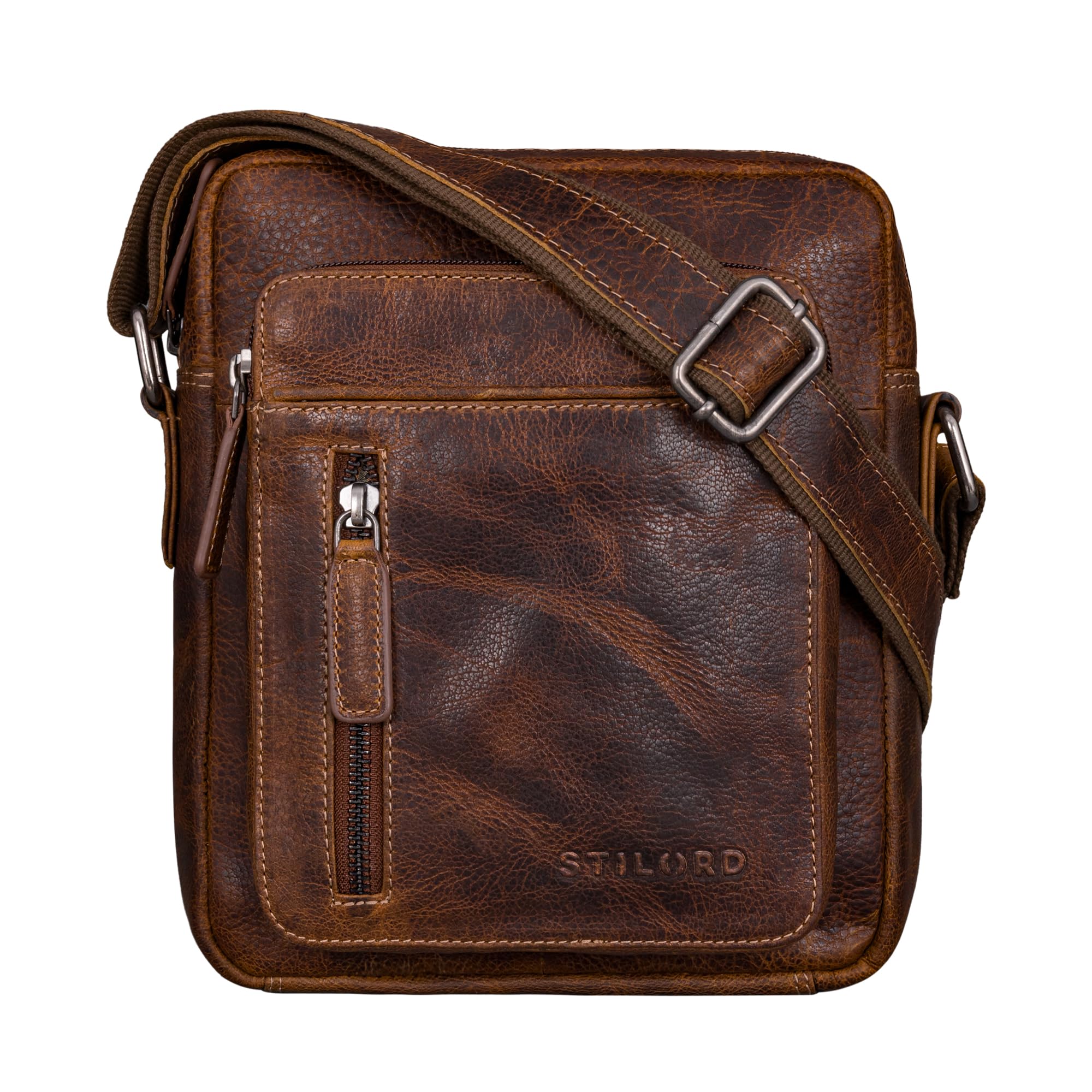 STILORD 'Dain' Borsa a Tracolla Uomo in Pelle Vera, Crossbody Vintage, Custodia Tablet, Shoulder Bag Cuoio