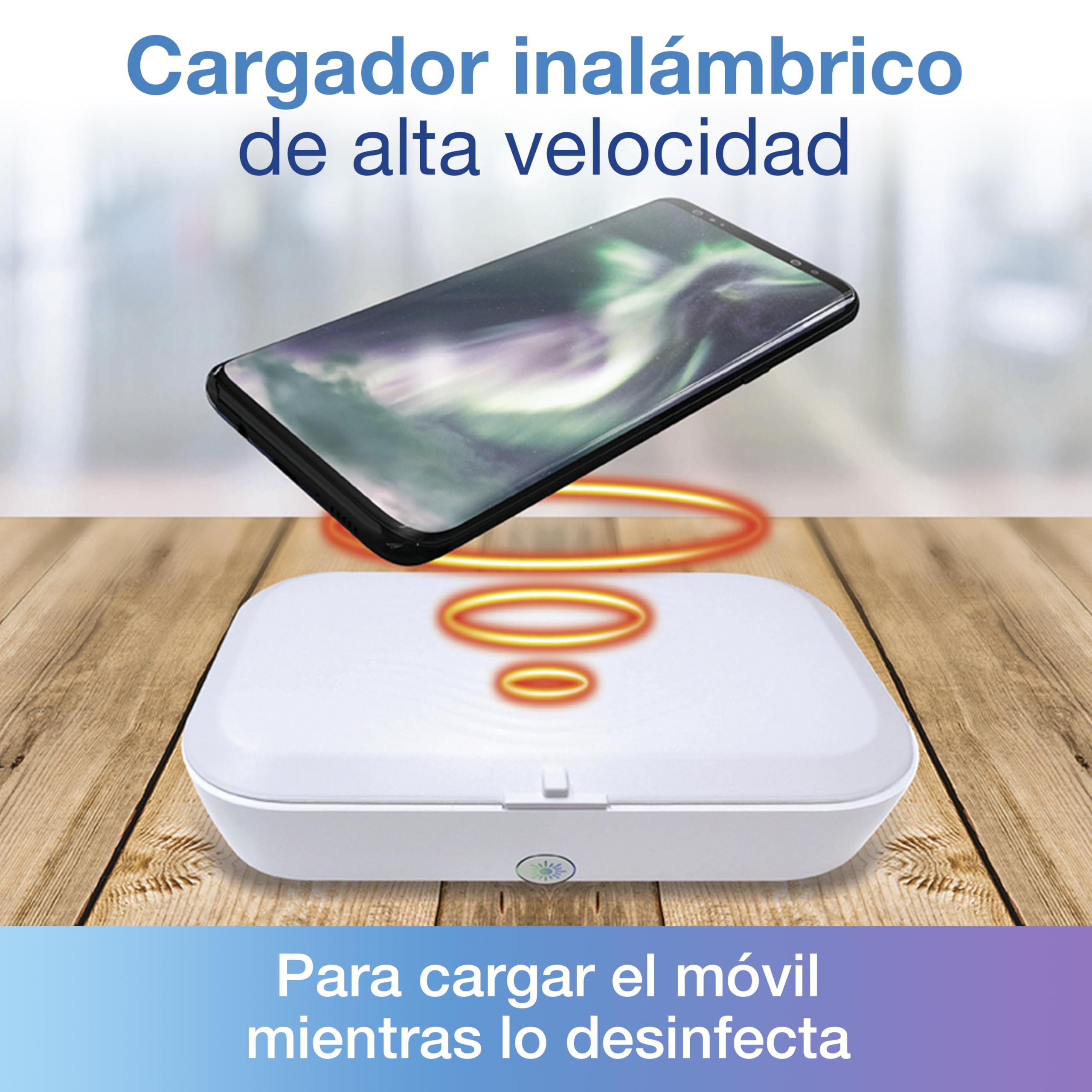 UVC Q Box Esterilizador UV para Móviles, Llaves, Joyas y Objetos personales con Luz Ultravioleta. Desinfecta, Purifica, Aromatiza y Carga el móvil. Elimina el 99,9% de Virus y gérmenes