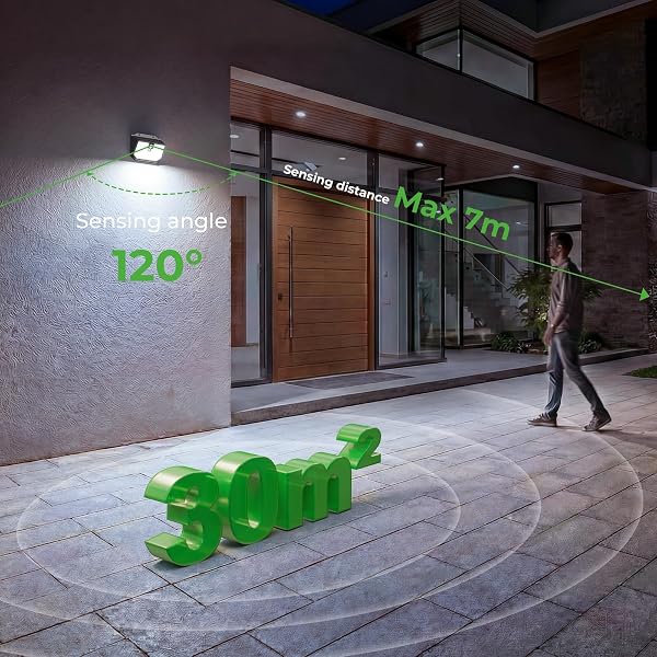 nipify Outdoor Solar Lights,Upgraded 5000K Neutral Solar Security/Wall Light, 3 Modes Motion Sensor and IP65 Waterproof Solar Lights Outdoor Garden for Outside Driveway Porch Garage Backyard (4 Pack) - 2
