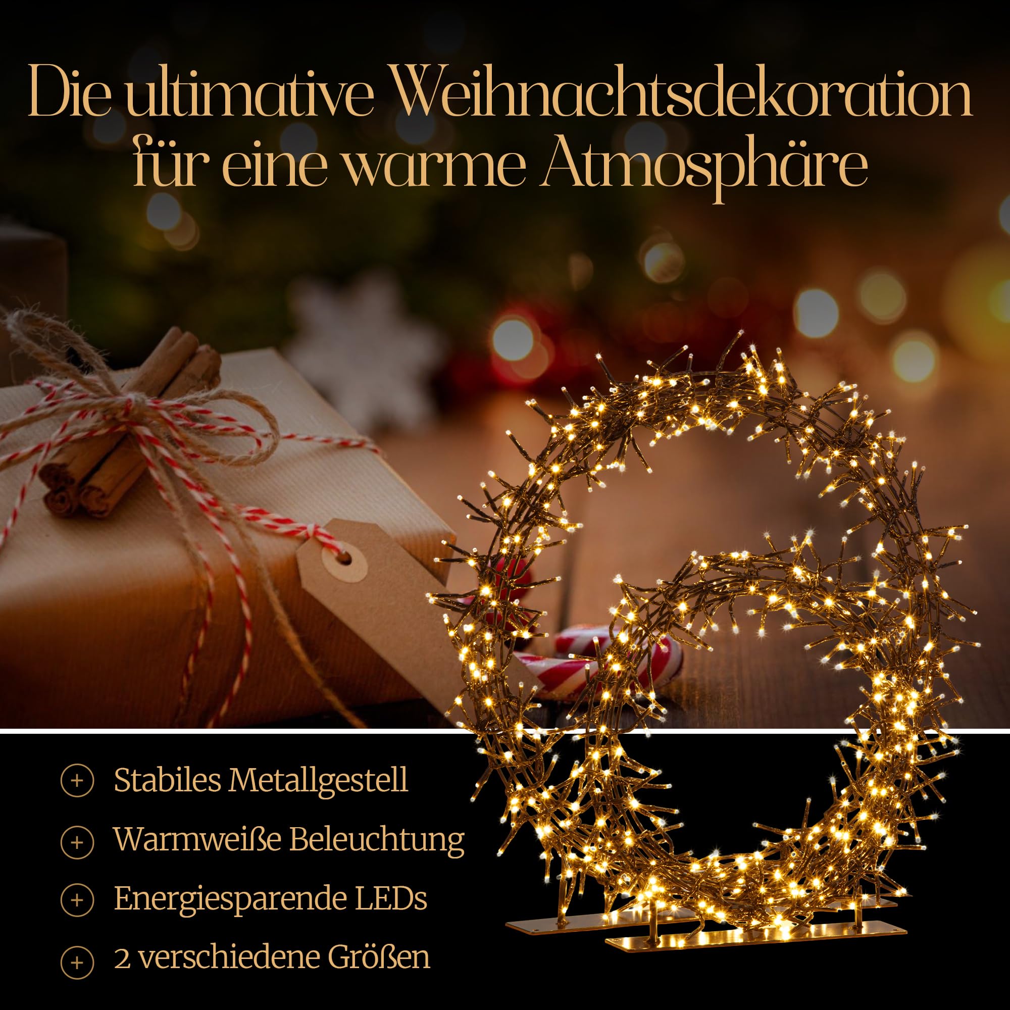 Meisterhome® LED Kerzring 2er-Set – Ø30 cm 280 LEDs & Ø45 cm 440 LEDs – Dekorationsring/Weihnachtskranz mit Beleuchtung – Warmweiß – Timer & Dimmer – für Innen- und Außenbereich