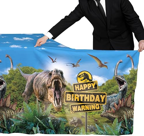 Miniatura 3 de Suministros de fiesta de cumpleaños de dinosaurios, mantel desechable rectangular de plástico impermeable para niños y niños, fiesta de cumpleaños,