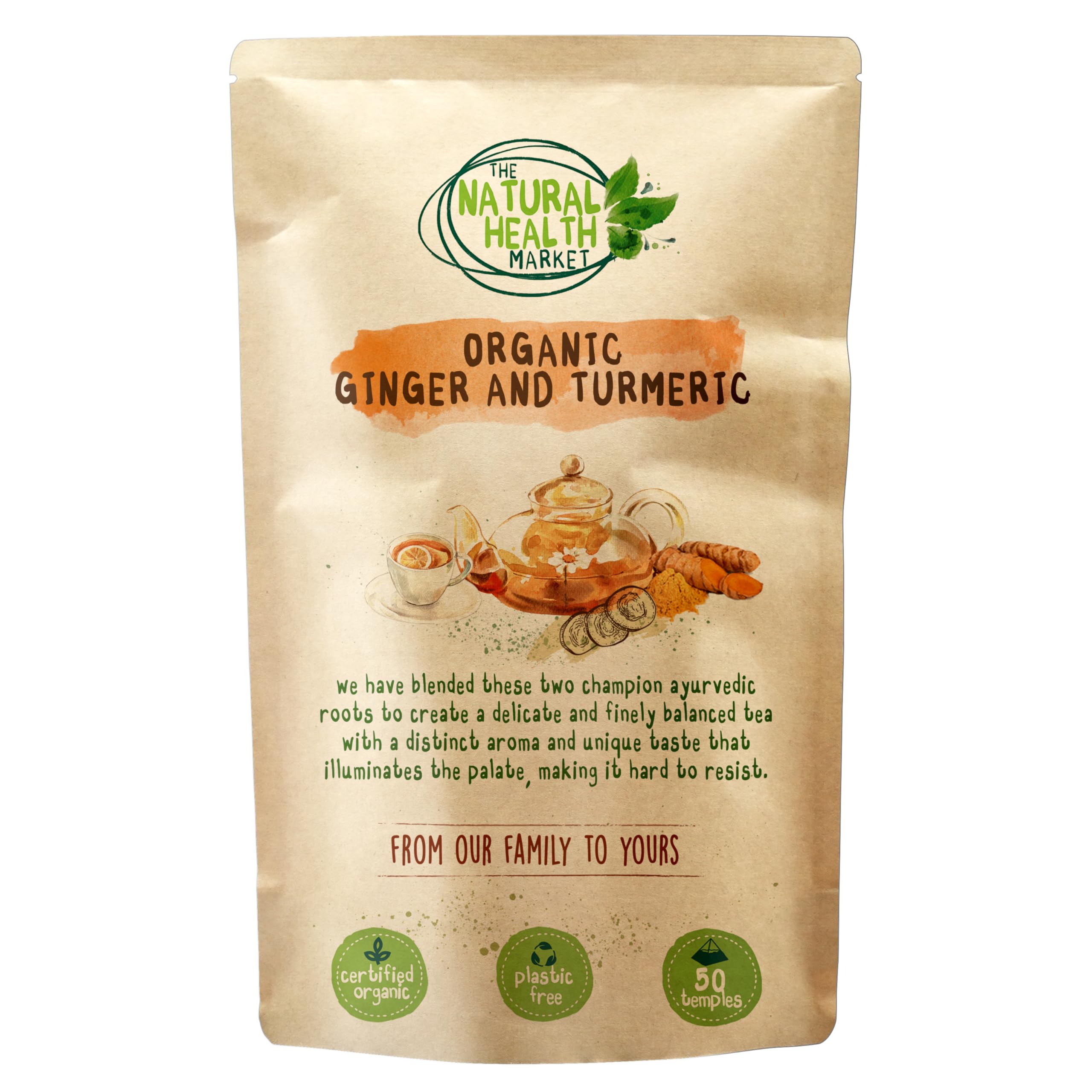 Organic Ginger Tea Bags – Strong Pure Ginger Root Herbal Tea – Plastic-Free & Caffeine-Free – Soil Association Organic – 50 Compostable Tea Bags – The Natural Health Market — view 45