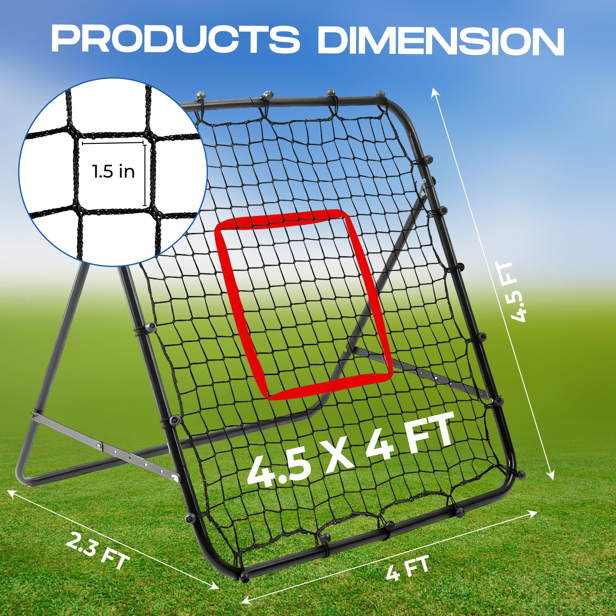 6 Angles Adjustable Volleyball Rebounder Net - Bounce Back Net for Backyard Soccer Softball Lacrosse - Steel Frame Baseball Rebounder for Adults - Suitable for Hitting Serving Passing Spike Practice