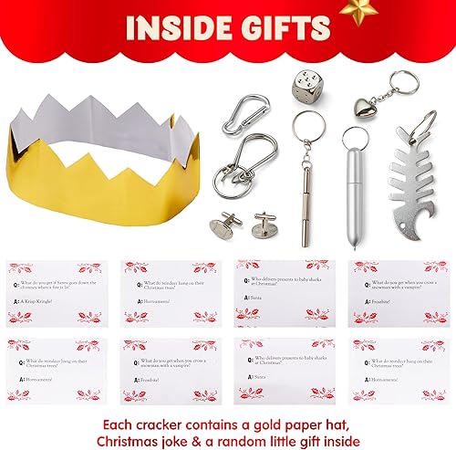 Miniatura 2 de JOYIN Paquete de 8 recuerdos de fiesta de Navidad sin broches de presión, recuerdos de mesa de fiesta a cuadros rojos incluye sombrero de fiesta,