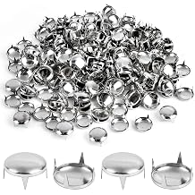 Supkiir 250Pcs 16mm Silver Round Dome Studs for Clothing, Nailhead Studs and Spikes Leather Rivets, Prong Studs Kit for Punk Rock DIY Leather Craft Clothes Bags Shoes Bracelets Dog Collar