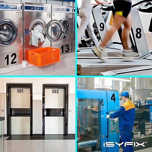 Miniatura 3 de iSYFIX Calcomanías de vinilo negro con el número 4 (cuatro), paquete de 6 autoadhesivas de 10 pulgadas, calcomanías troqueladas y preespaciadas para